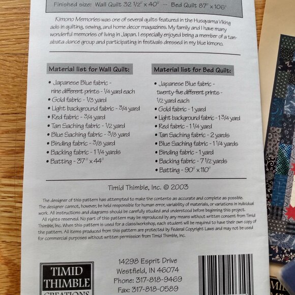 Kimono Memories Quilting Pattern: Wall or Bed Quilt - Nancy Odom - Picture 5 of 6